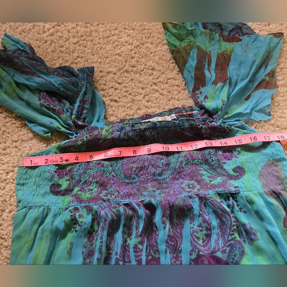 Unity Worldwear Boho Paisley Flutter Sleeve Tunic Dress XL - Picture 6 of 8